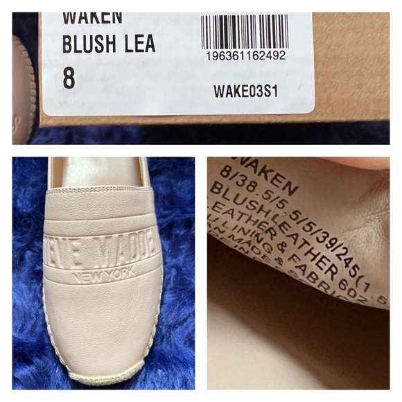 New! Rare STEVE MADDEN “Waken” Leather Espadrille Flats in Blush - Picture 11 of 11